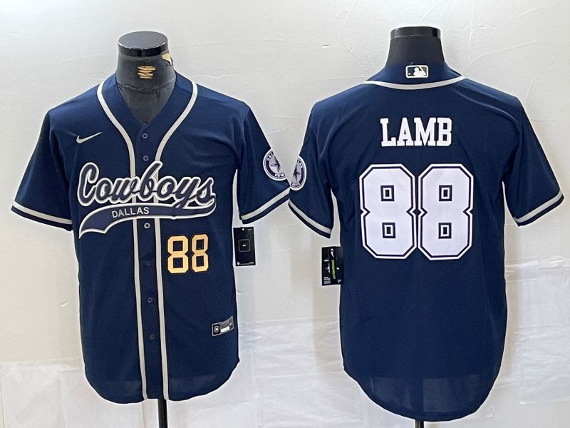 Men Dallas Cowboys #88 Lamb Blue Joint Name 2024 Nike Limited NFL Jersey style 2